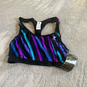TYR reversible sports bra neon purple blue colorful racer back large new